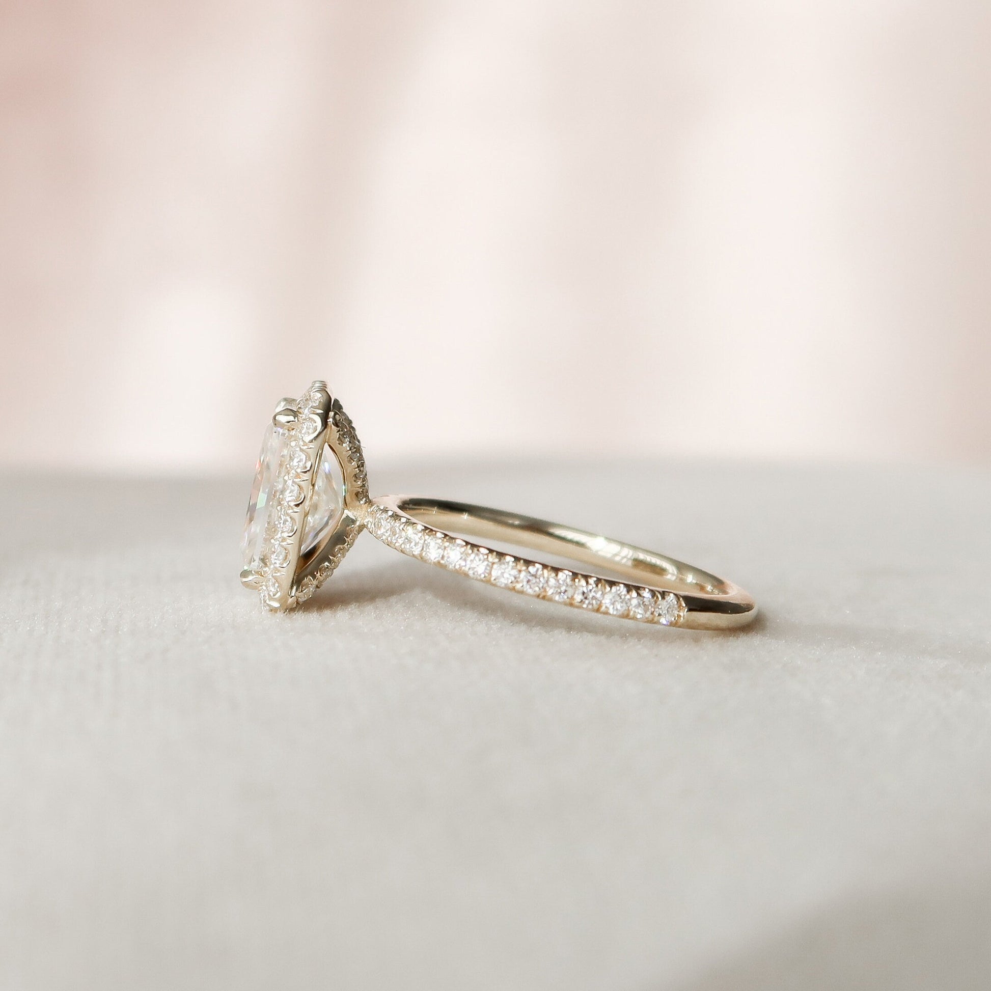 2 CT Radiant Hidden Halo & Pave Moissanite Engagement Ring