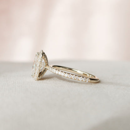 2 CT Radiant Hidden Halo & Pave Moissanite Engagement Ring