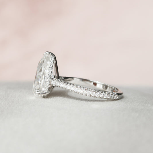 5 CT Pear Hidden Halo & Pave Moissanite Engagement Ring