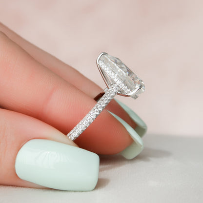 5 CT Pear Hidden Halo & Pave Moissanite Engagement Ring