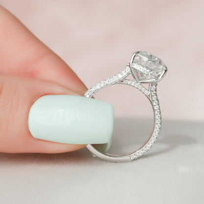 5 CT Pear Hidden Halo & Pave Moissanite Engagement Ring