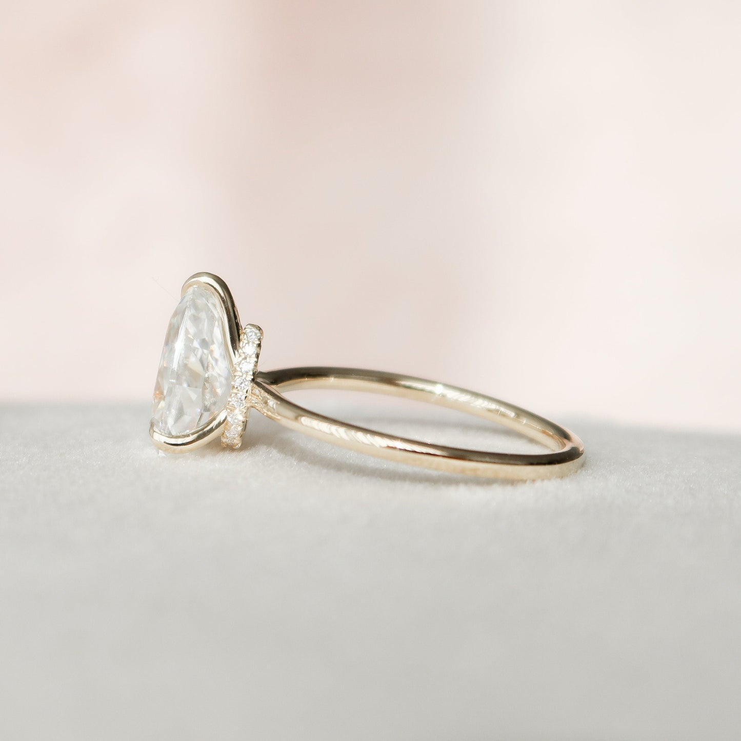 2 CT Pear Hidden Halo Moissanite Engagement Ring