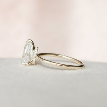 2 CT Pear Hidden Halo Moissanite Engagement Ring