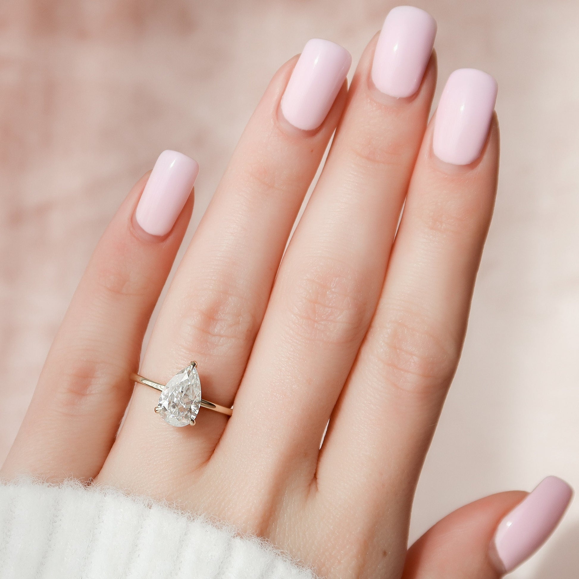 2 CT Pear Hidden Halo Moissanite Engagement Ring