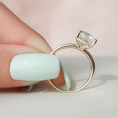 3.5 CT Cushion Hidden Halo Moissanite Engagement Ring