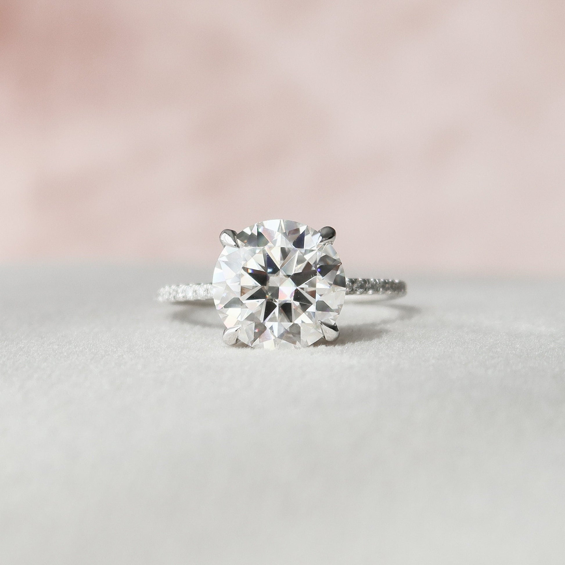 3.5 CT Round Hidden Halo & Pave Moissanite Engagement Ring