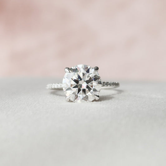 3.5 CT Round Hidden Halo & Pave Moissanite Engagement Ring