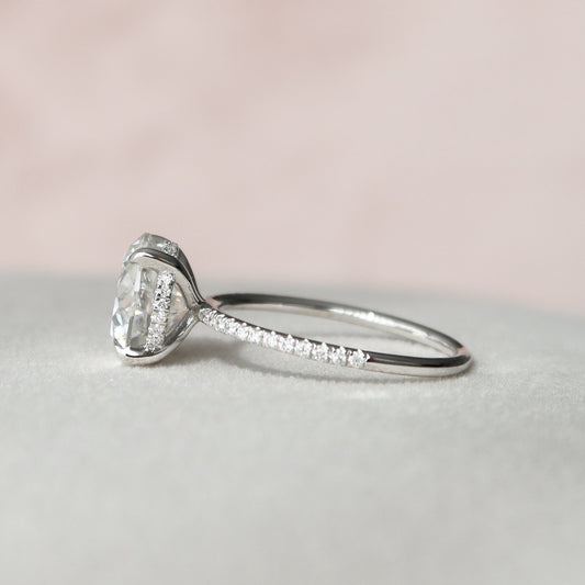 3.5 CT Round Hidden Halo & Pave Moissanite Engagement Ring