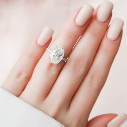 5 CT Oval Hidden Halo & Pave Moissanite Engagement Ring