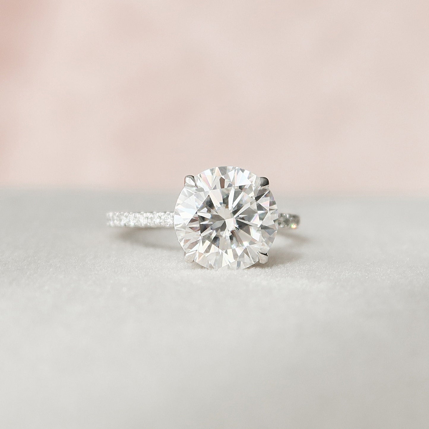 2.5 CT Round Hidden Halo & Pave Moissanite Engagement Ring