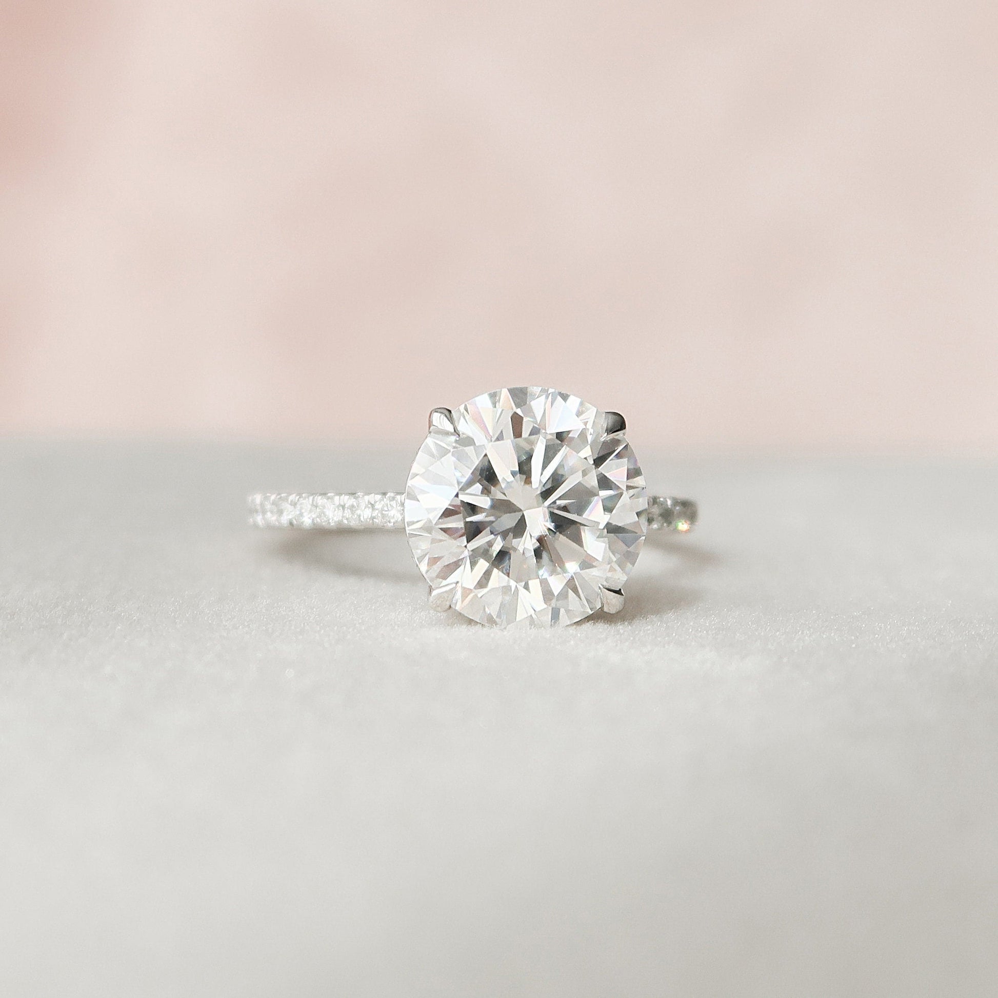 2.5 CT Round Hidden Halo & Pave Moissanite Engagement Ring
