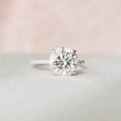 2.5 CT Round Hidden Halo & Pave Moissanite Engagement Ring