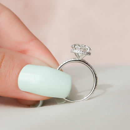 2.5 CT Round Hidden Halo & Pave Moissanite Engagement Ring