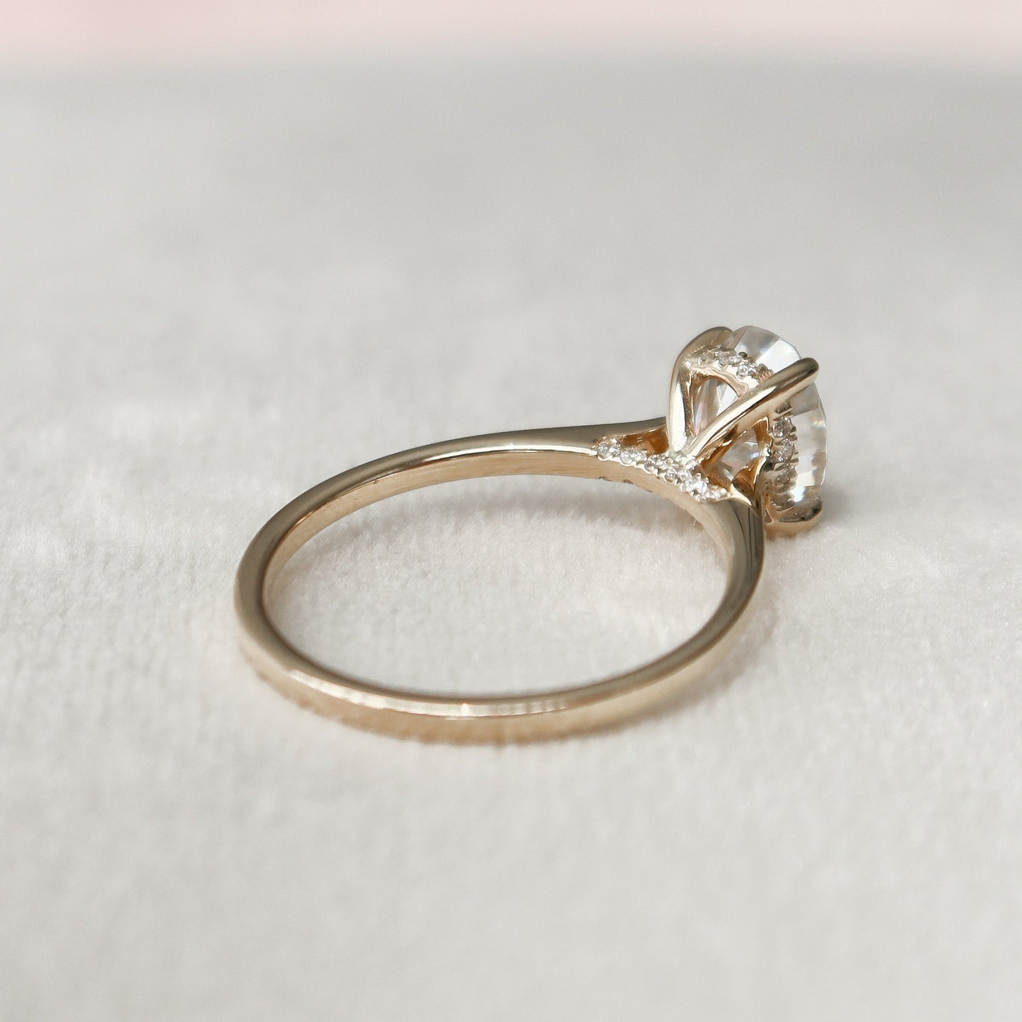 1.5 CT Oval Hidden Halo & Pave Moissanite Engagement Ring