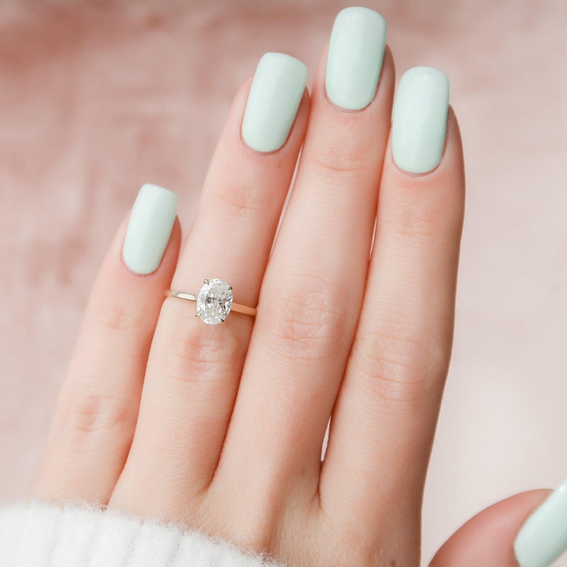 1.5 CT Oval Hidden Halo & Pave Moissanite Engagement Ring