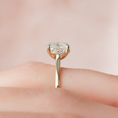 1.5 CT Oval Hidden Halo & Pave Moissanite Engagement Ring