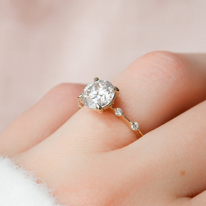 2 CT Round Dainty Pave Moissanite Engagement Ring