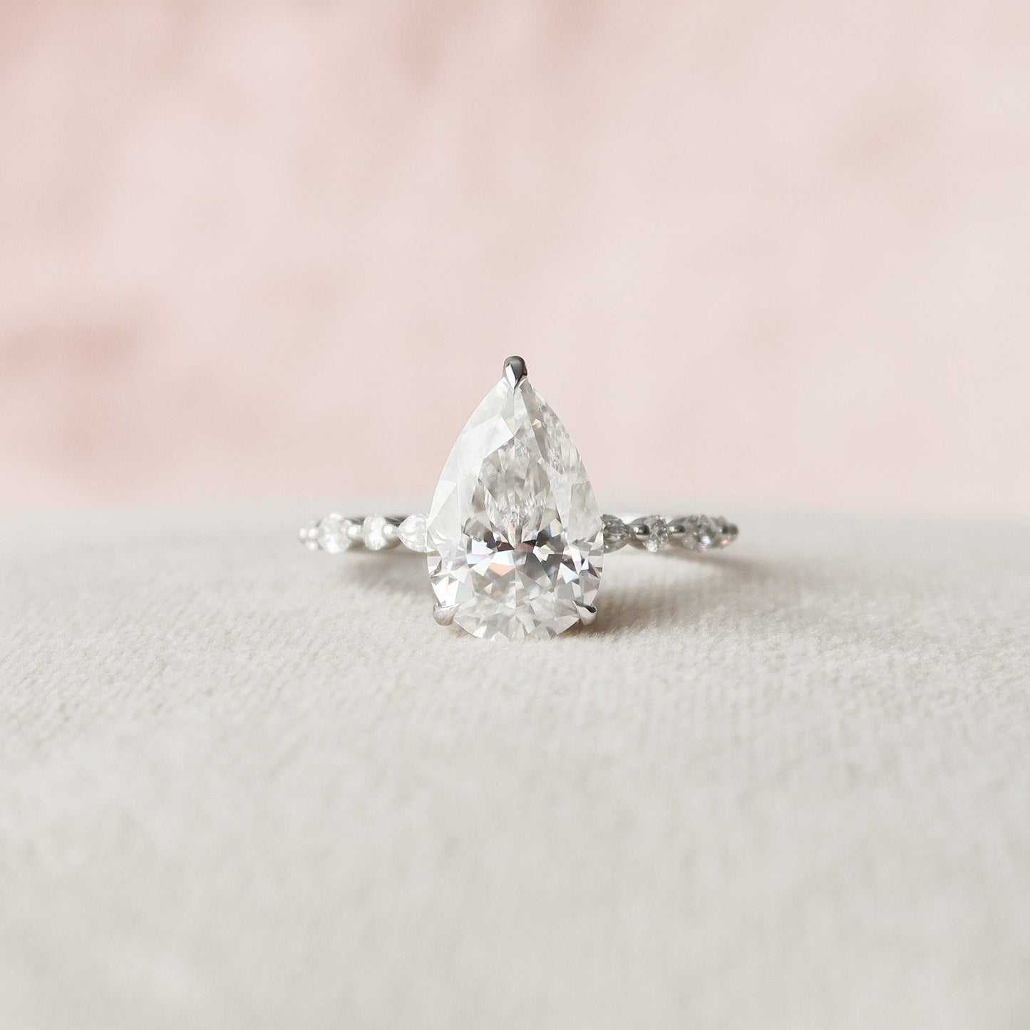 4 CT Pear Hidden Halo & Pave Moissanite Engagement Ring