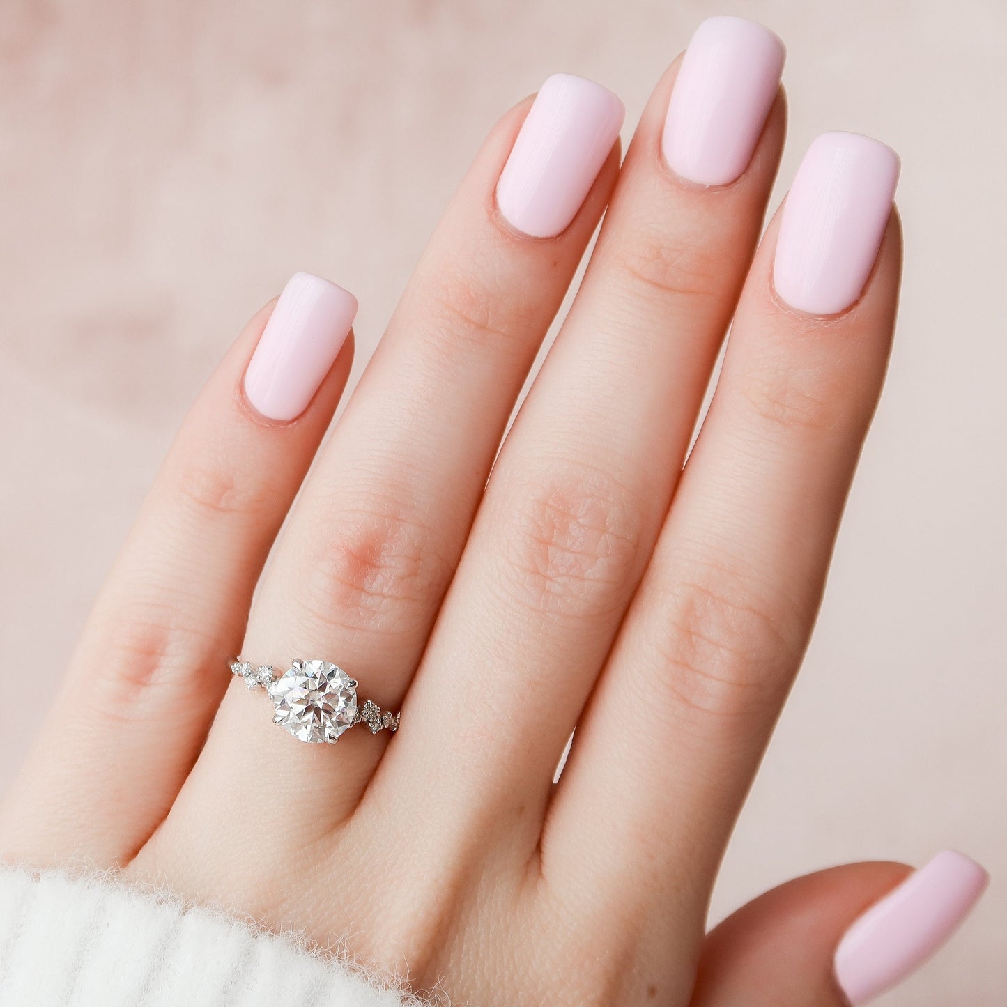 2 CT Round Hidden Halo & Pave Moissanite Engagement Ring