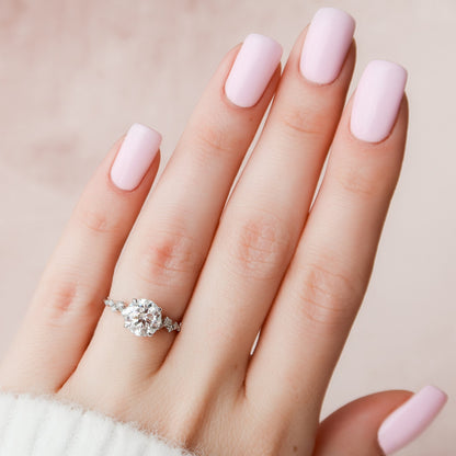 2 CT Round Hidden Halo & Pave Moissanite Engagement Ring