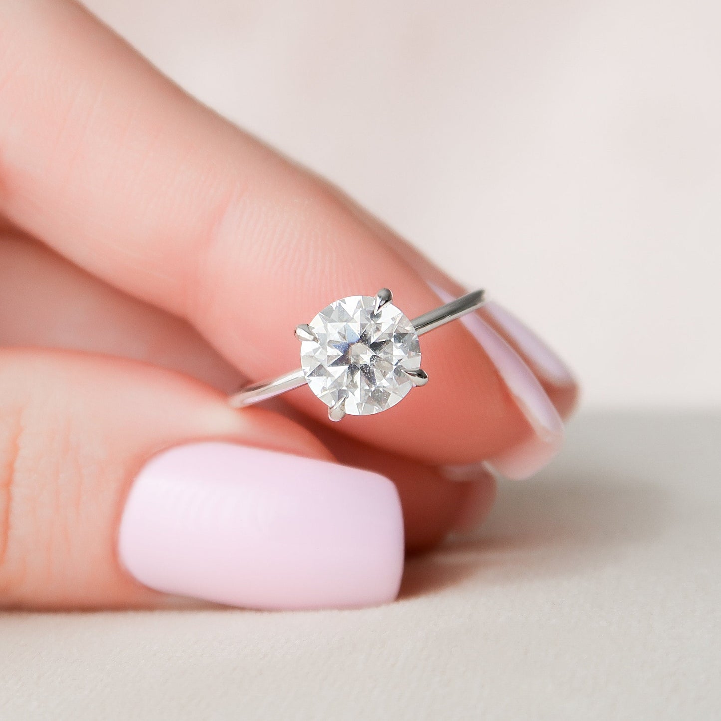 2 CT Round Hidden Halo Moissanite Engagement Ring