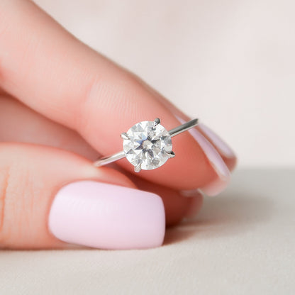 2 CT Round Hidden Halo Moissanite Engagement Ring
