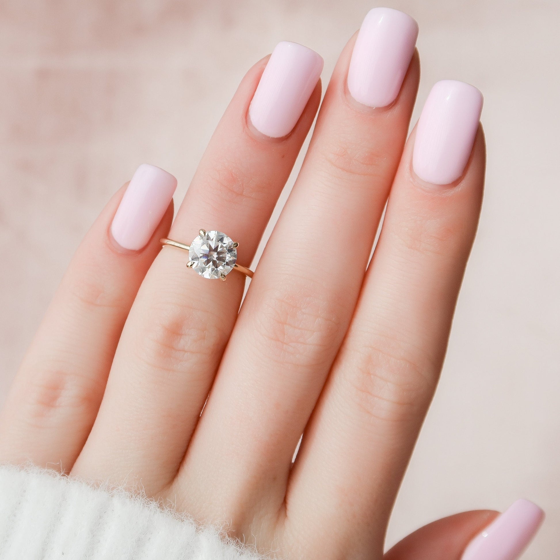 2 CT Round Hidden Halo Moissanite Engagement Ring