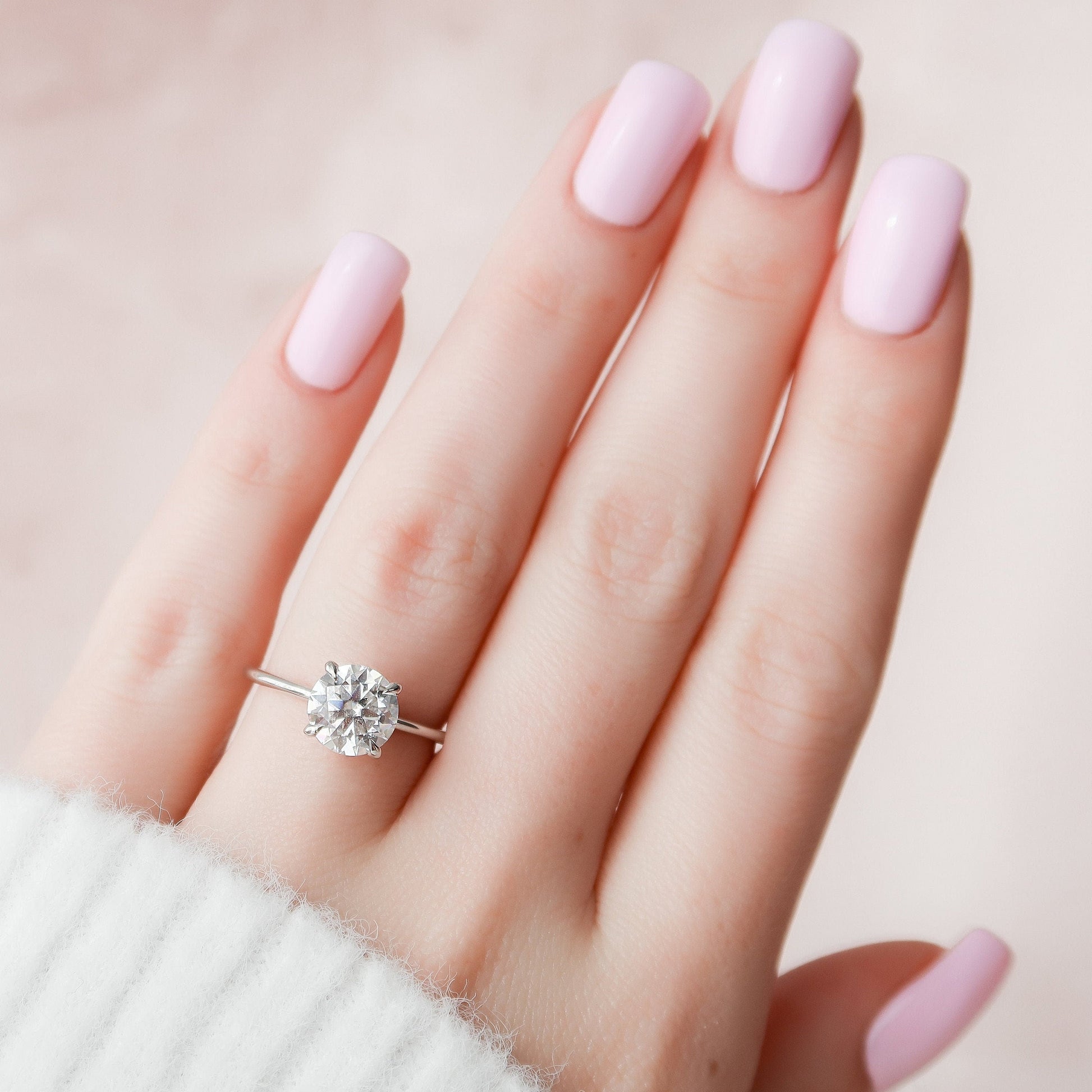 2 CT Round Hidden Halo Moissanite Engagement Ring