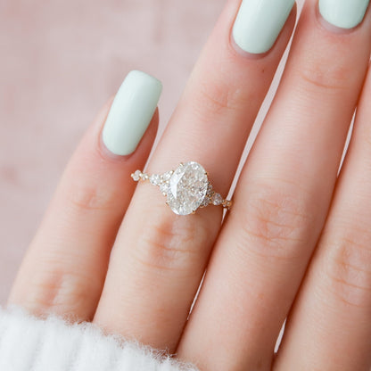2 CT Oval Cluster Moissanite Engagement Ring