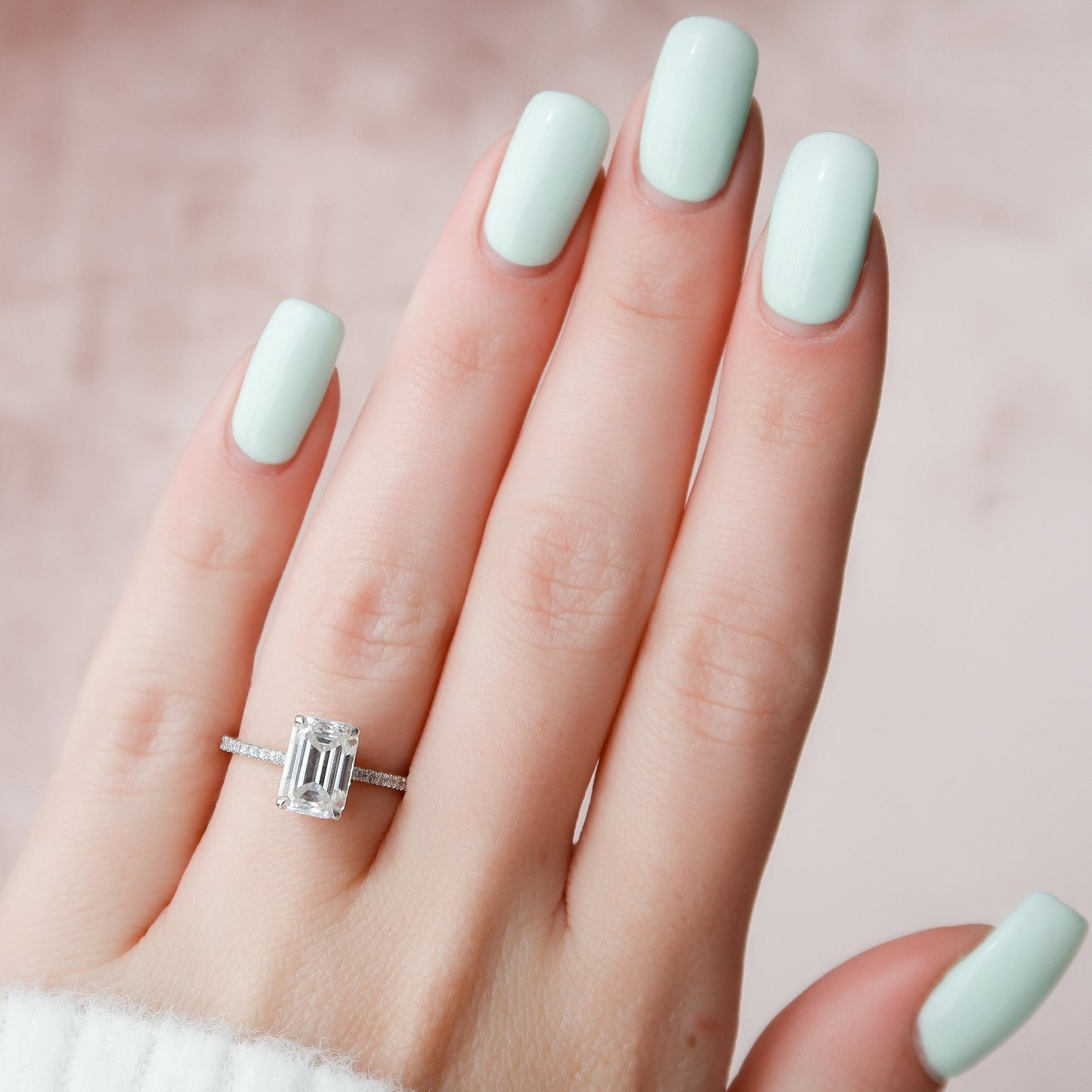 3 CT Emerald Hidden Halo & Pave Moissanite Engagement Ring