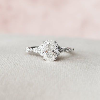 1.5 CT Oval Cluster Moissanite Engagement Ring