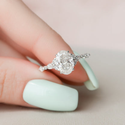 1.5 CT Oval Cluster Moissanite Engagement Ring