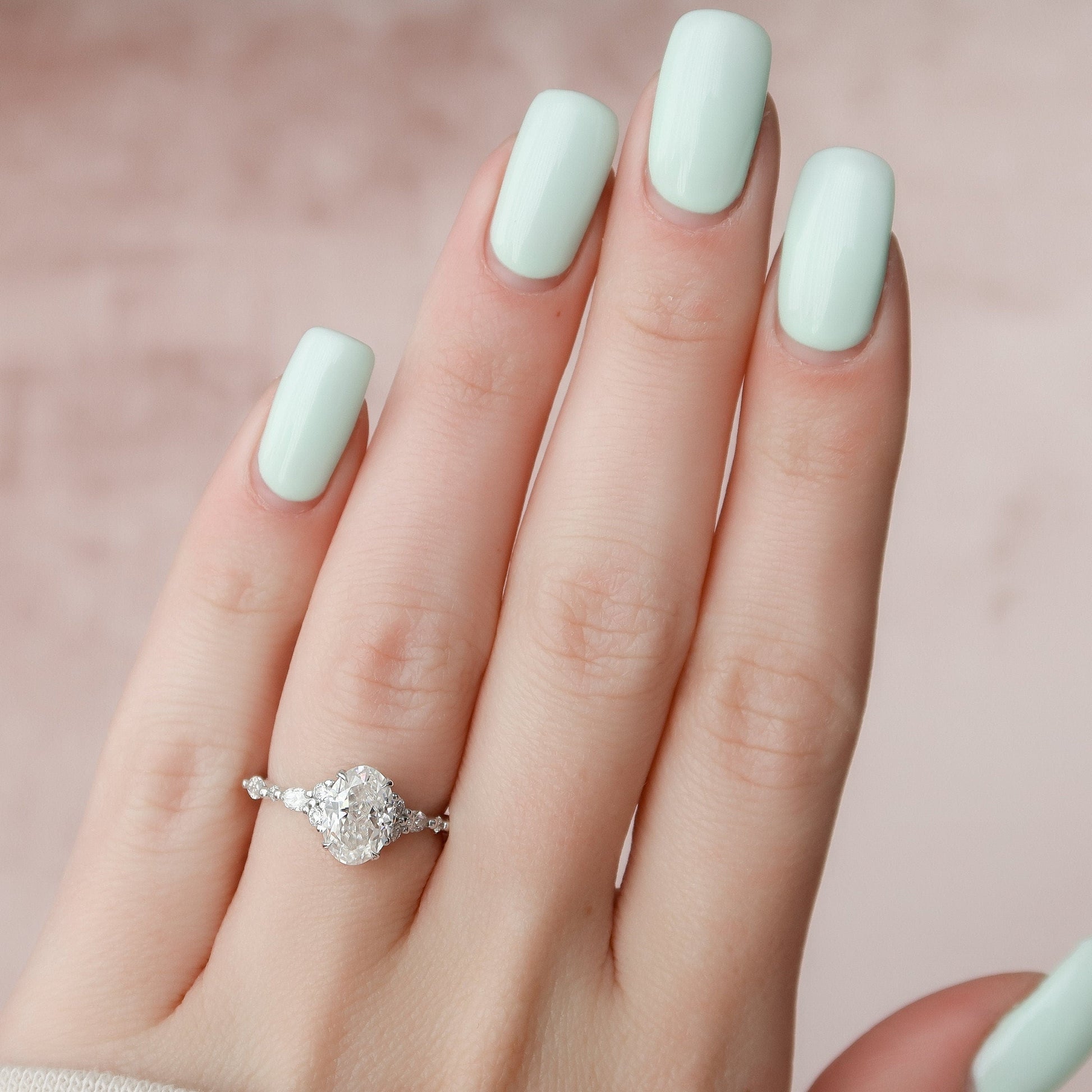 1.5 CT Oval Cluster Moissanite Engagement Ring