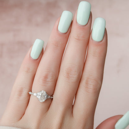 1.5 CT Oval Cluster Moissanite Engagement Ring