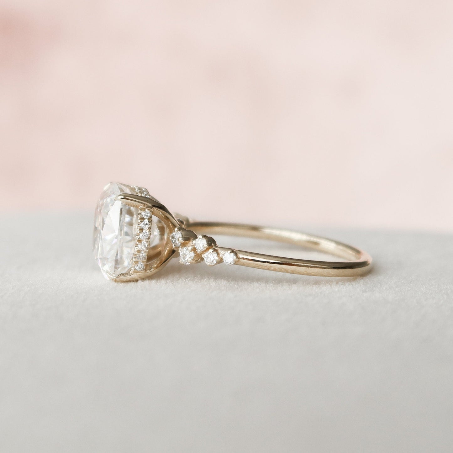 4 CT Cushion Cluster Moissanite Engagement Ring