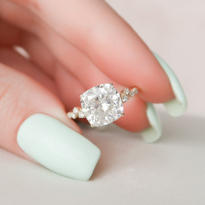 4 CT Cushion Cluster Moissanite Engagement Ring