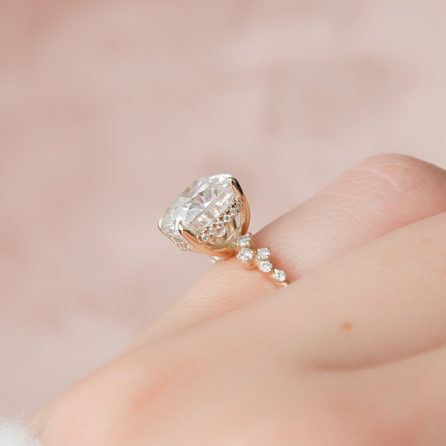 4 CT Cushion Cluster Moissanite Engagement Ring