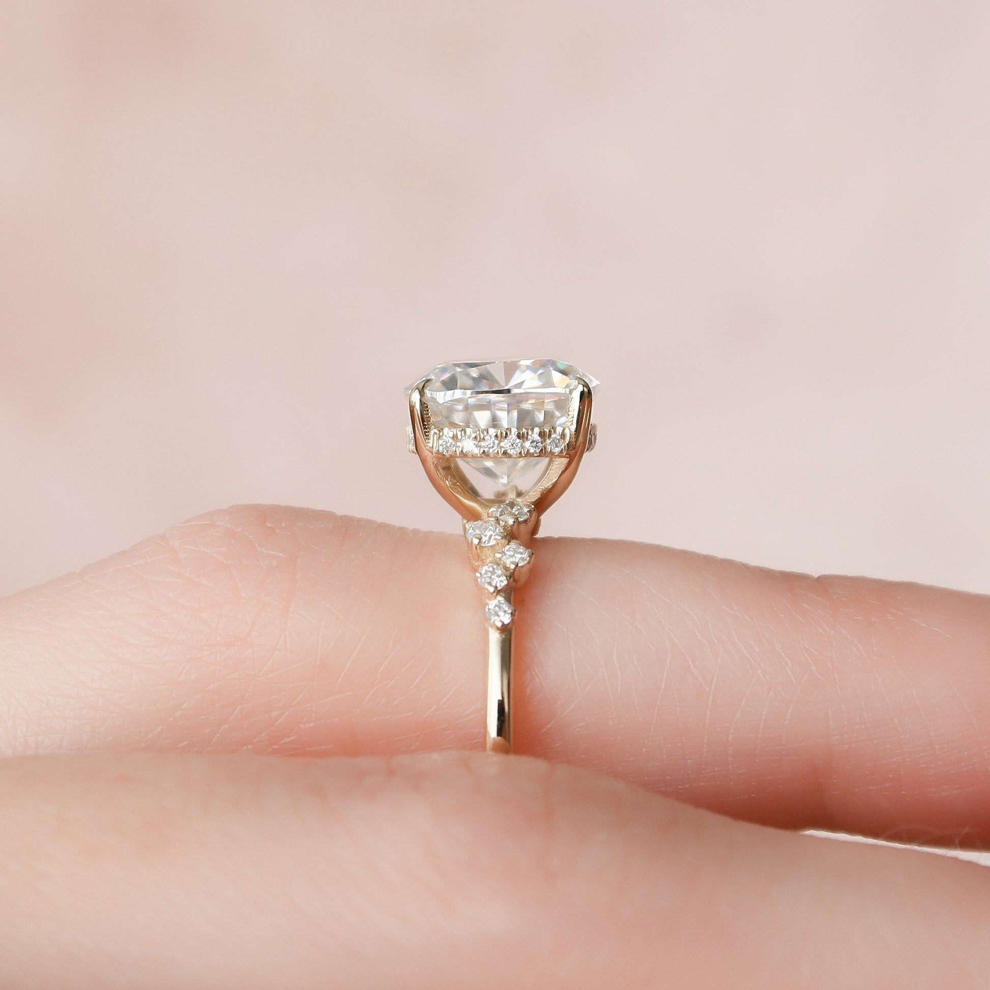 4 CT Cushion Cluster Moissanite Engagement Ring