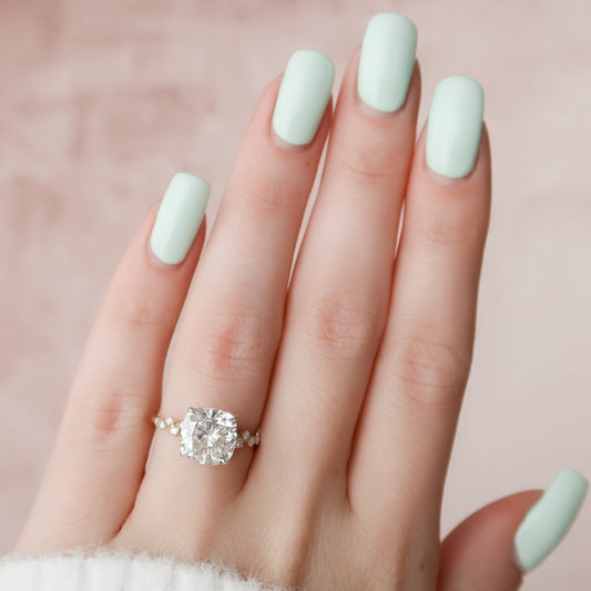 4 CT Cushion Cluster Moissanite Engagement Ring