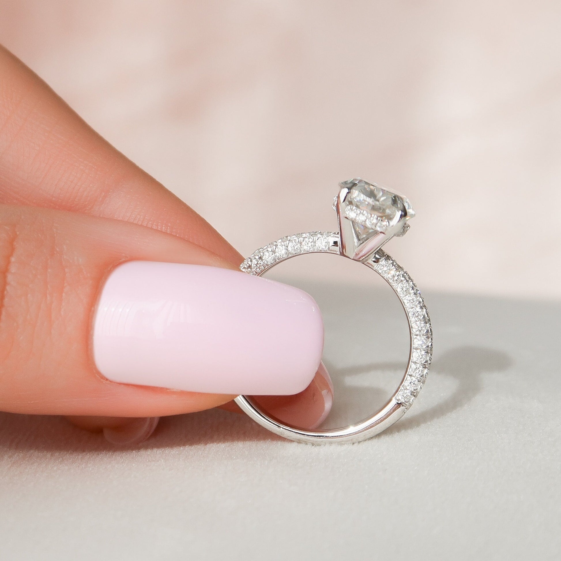 3 CT Oval Hidden Halo & Pave Moissanite Engagement Ring