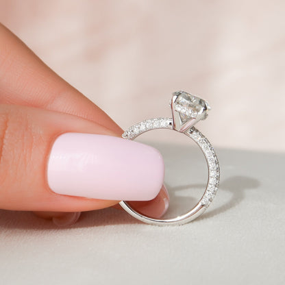 3 CT Oval Hidden Halo & Pave Moissanite Engagement Ring