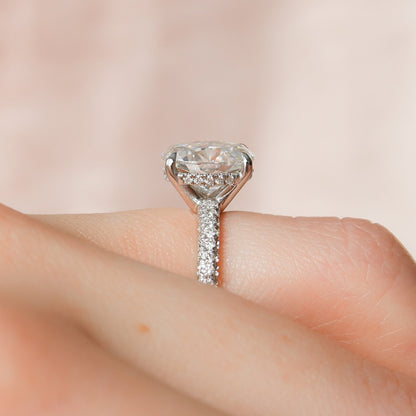 3 CT Oval Hidden Halo & Pave Moissanite Engagement Ring