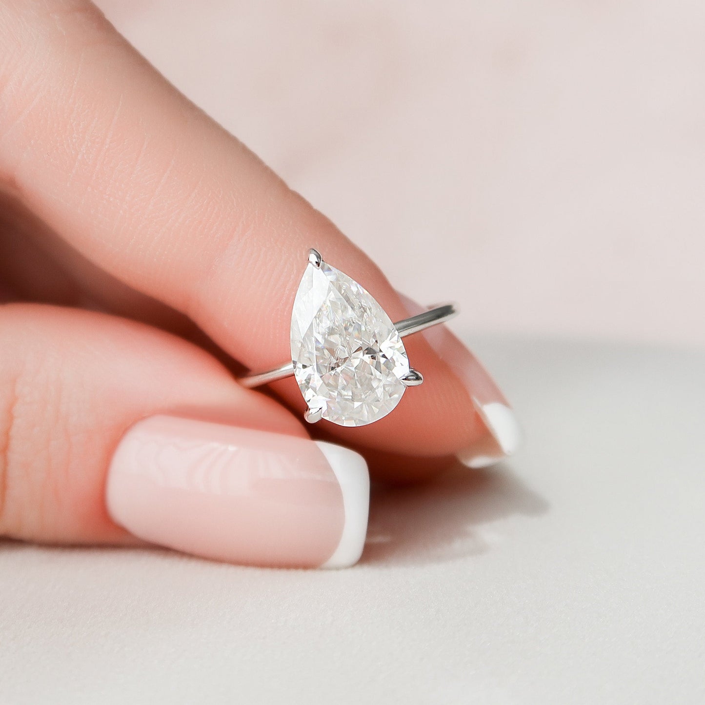 3 CT Pear Hidden Halo Moissanite Engagement Ring