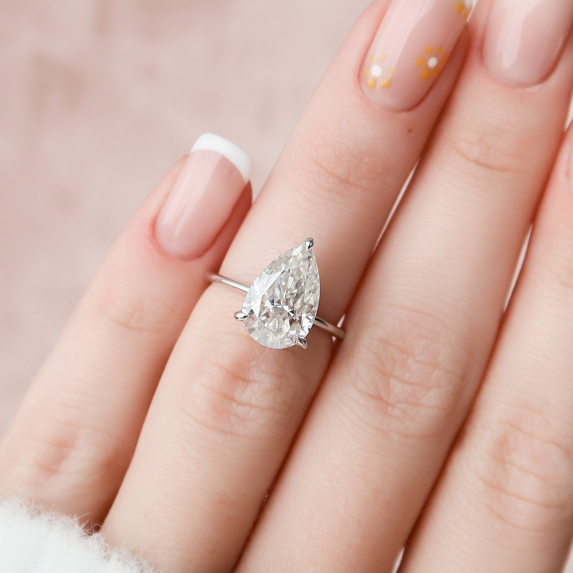 3 CT Pear Hidden Halo Moissanite Engagement Ring