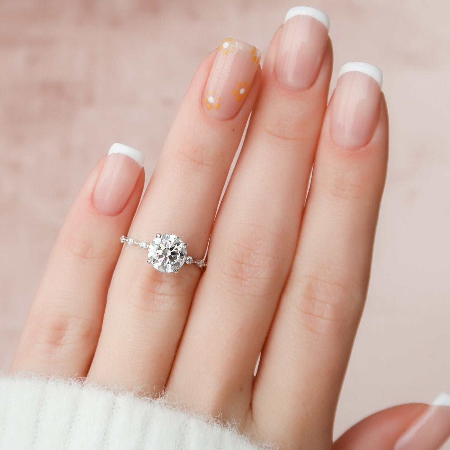 2 CT Round Dainty Pave Moissanite Engagement Ring