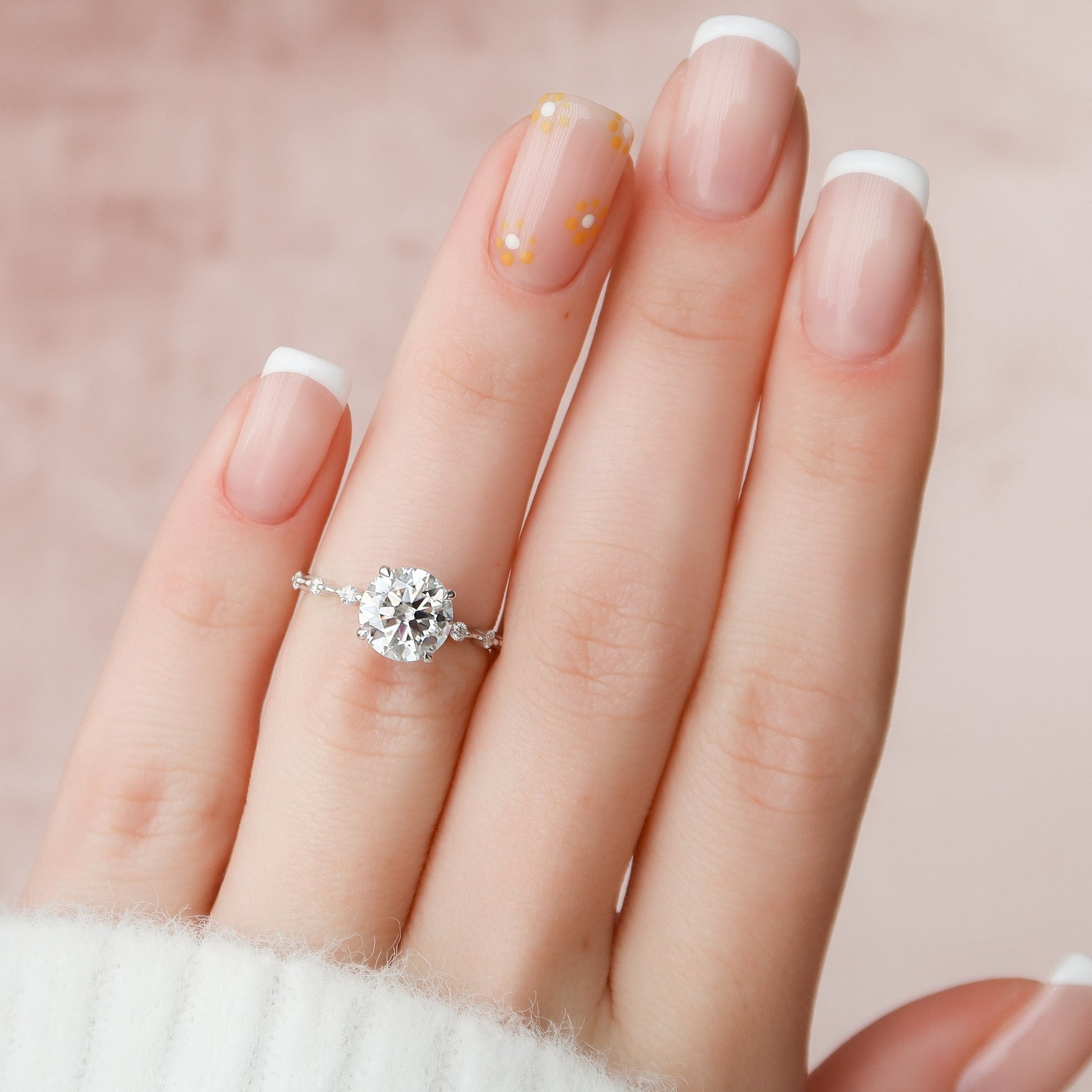 2 CT Round Dainty Pave Moissanite Engagement Ring
