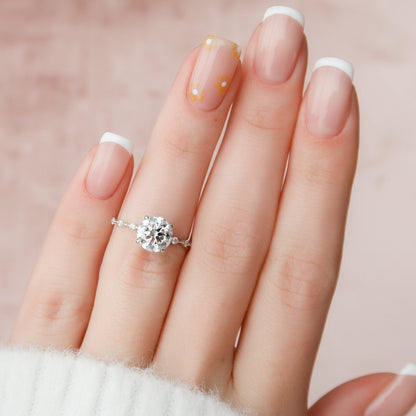 2 CT Round Dainty Pave Moissanite Engagement Ring