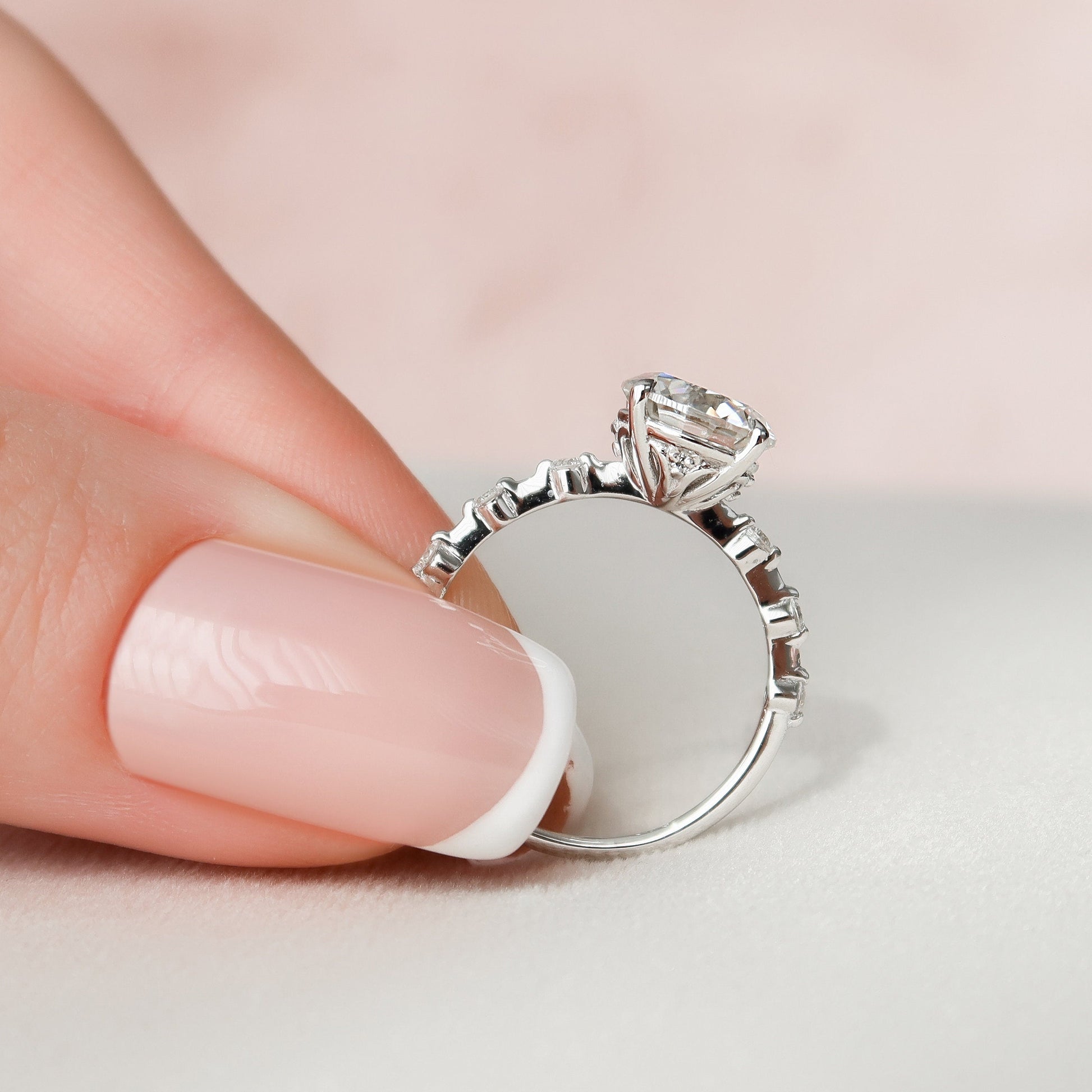 2 CT Round Dainty Pave Moissanite Engagement Ring