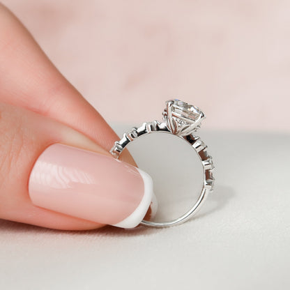 2 CT Round Dainty Pave Moissanite Engagement Ring