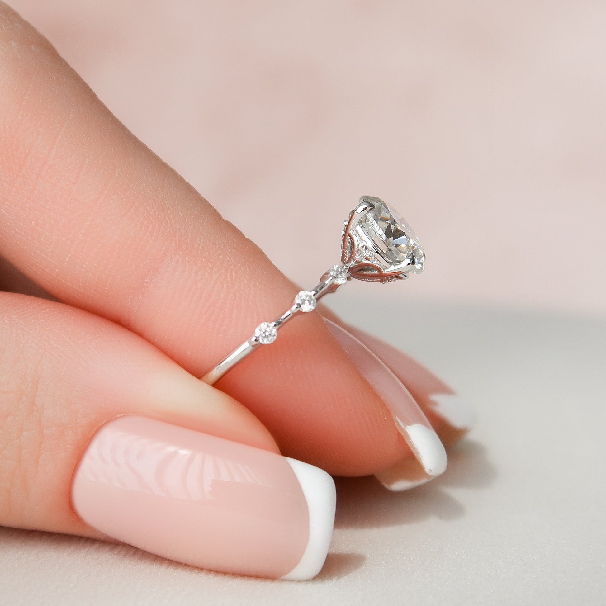 2 CT Round Dainty Pave Moissanite Engagement Ring